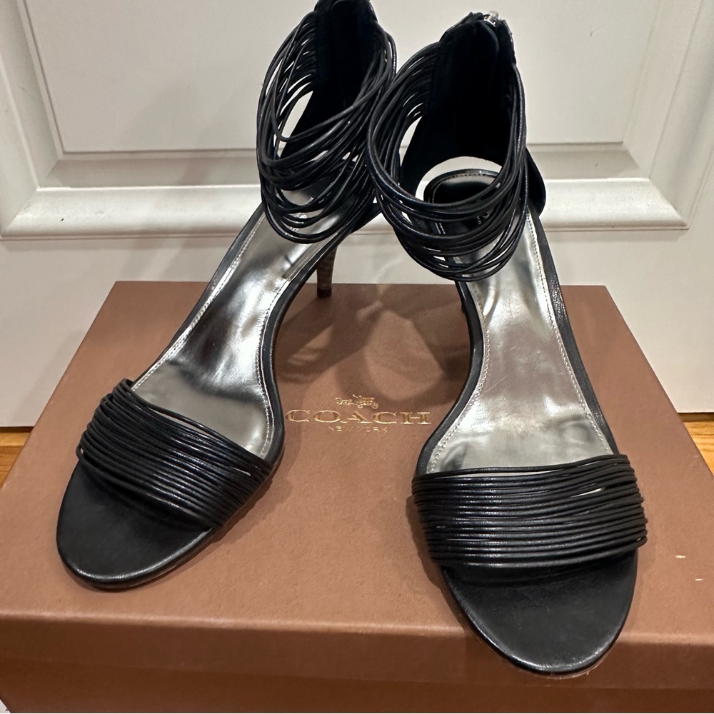 Coach women manya tumbled leather high heels sandals size 8.5